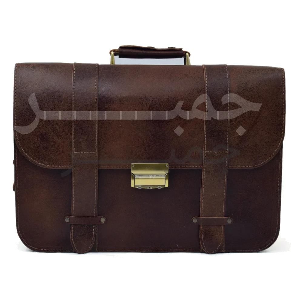 کیف اداری تک قفل دوبند کوروش  چرم طبیعی جمبر